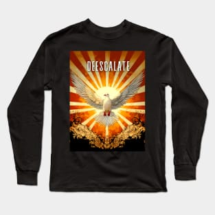 Deescalate: Peaceful and Sustainable Coexistence on a Dark Background Long Sleeve T-Shirt